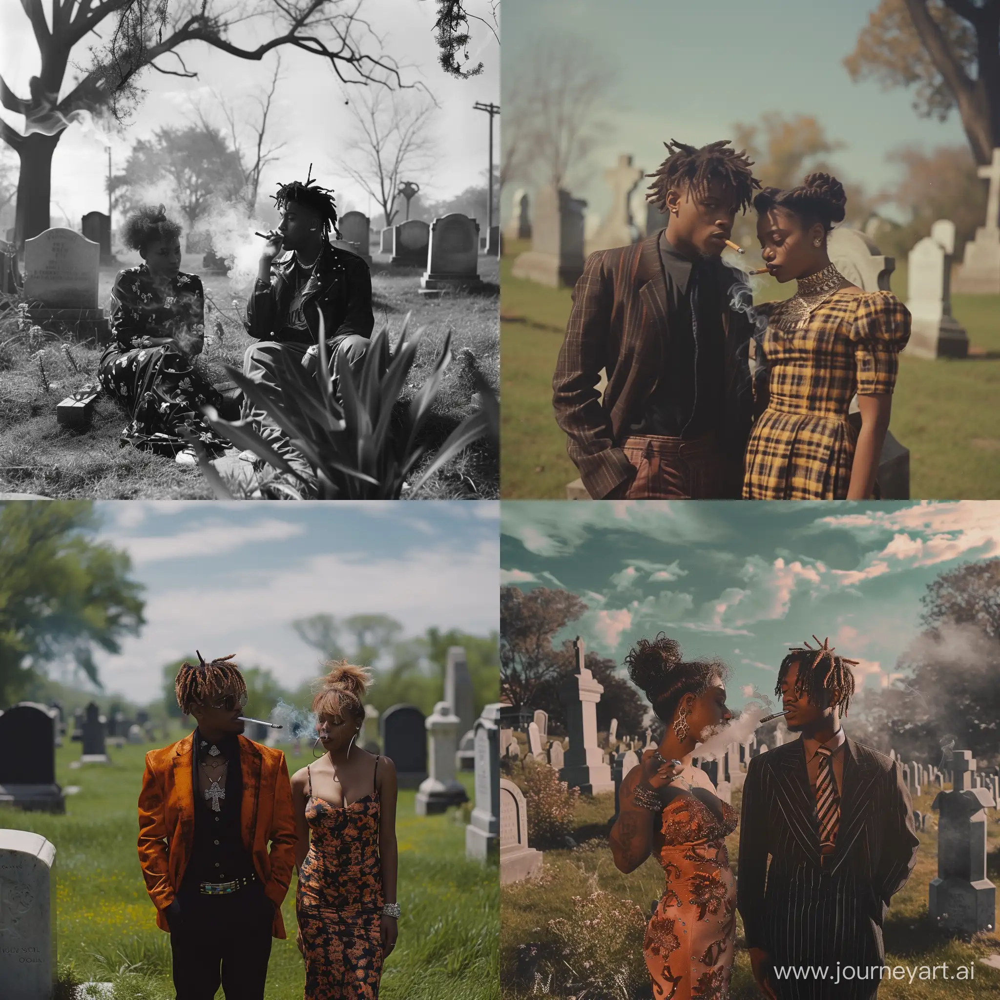 Vintage-Aesthetic-Juice-WRLD-and-Woman-Share-a-Moment-in-1950s-Cemetery