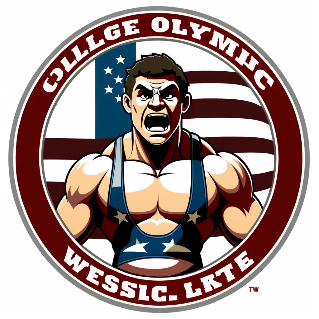 Dynamic College Olympic Wrestler Logo Design