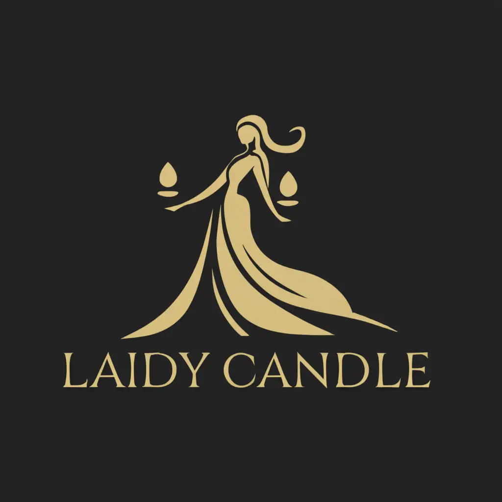 LOGO-Design-for-Lady-Candle-Elegant-Silhouette-of-a-Girl-in-a-Dress-on-a-Clear-Background