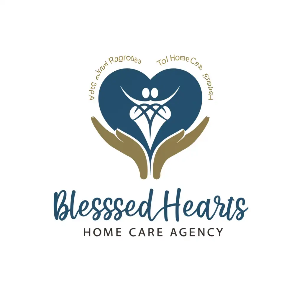 a logo design,with the text "Blessed Hearts Home Care Agency", main symbol:heart, hands,Moderate,be used in Medical Dental industry,clear background