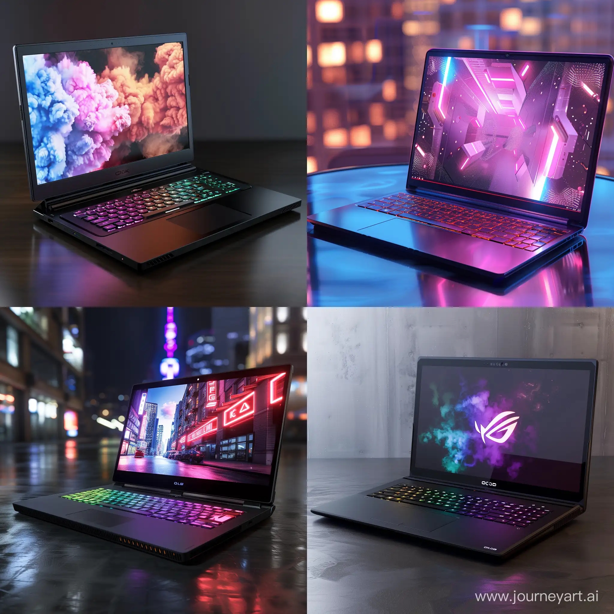 Futuristic laptop, octane render, QD-OLEDs for lighting