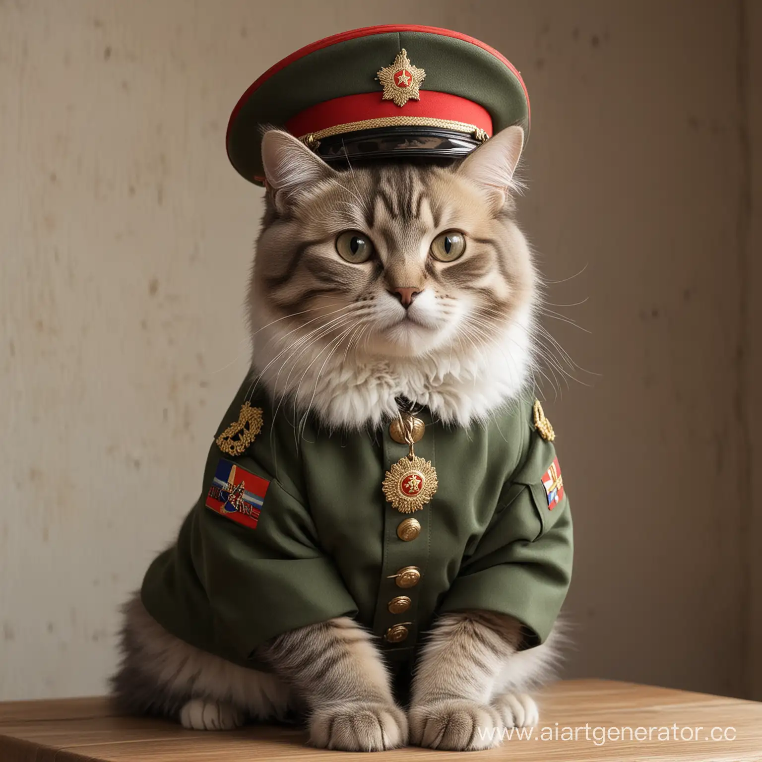 Кот в военной форме ВС РФ
