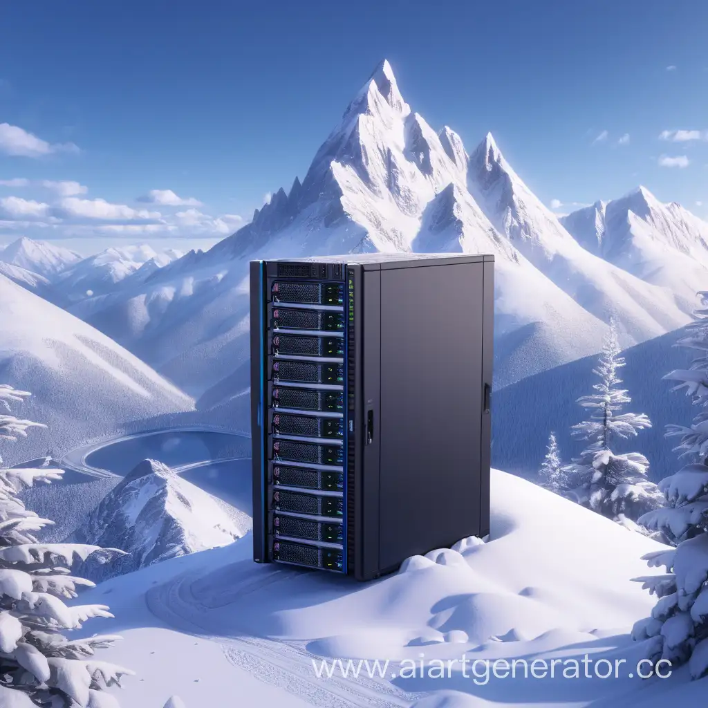 Сервер в горах, Веб-сервер в горах, снежные горы
