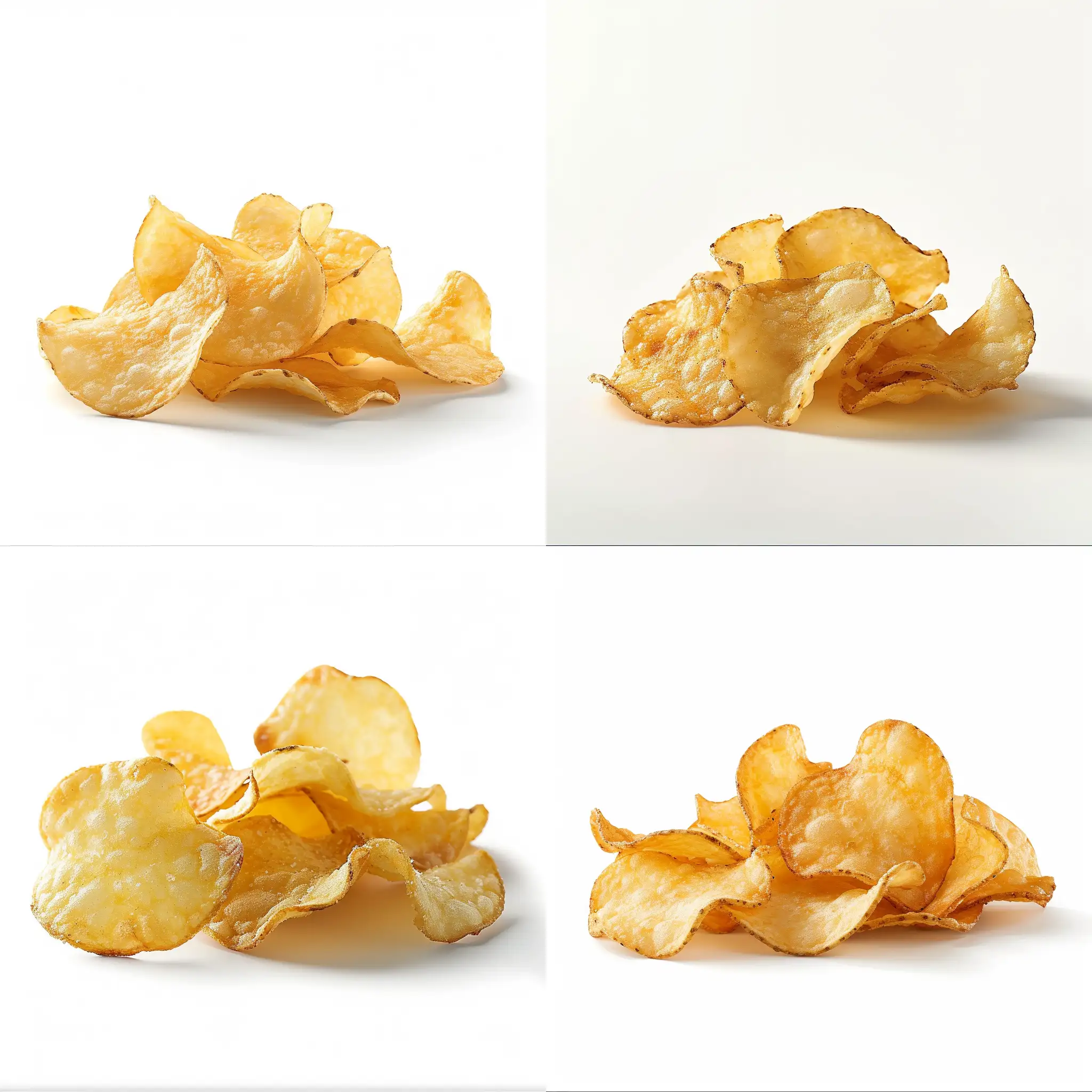 Crunchy-Potato-Chips-Arrangement-Captivating-Front-View-on-White-Background