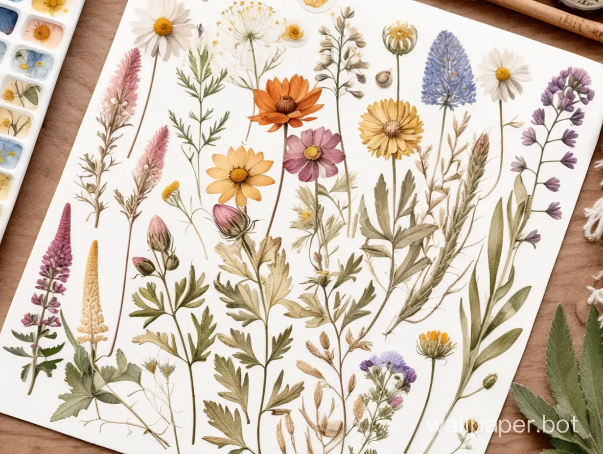 illustration, Pressed Flowers, Boho Wildflowers Cottagecore ,  Vintage Botanical , watercolor Floral Nature, Garden Lover, sticker art