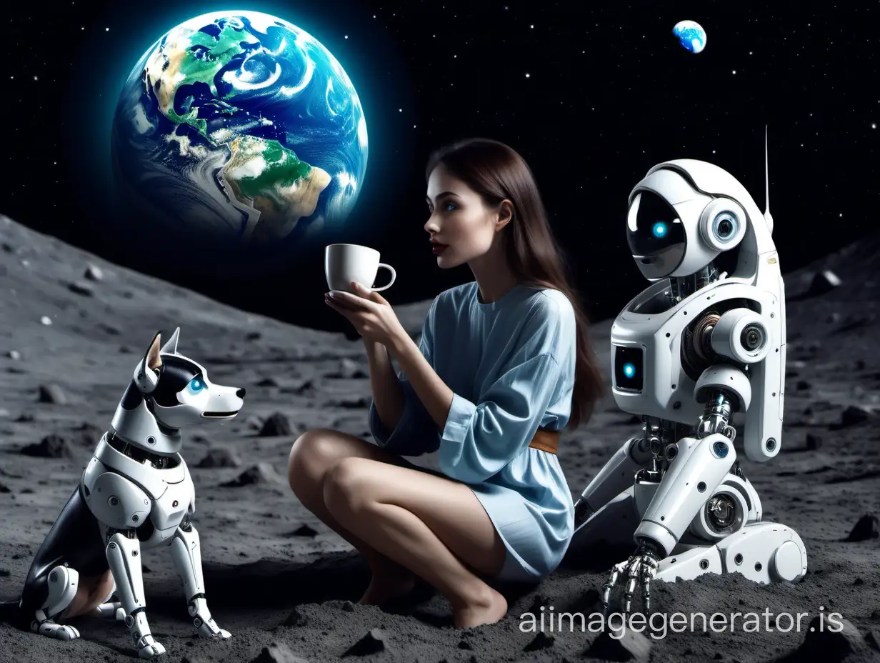 Moon-Coffee-Break-Girl-and-Robotic-Dog-Enjoy-Earth-View