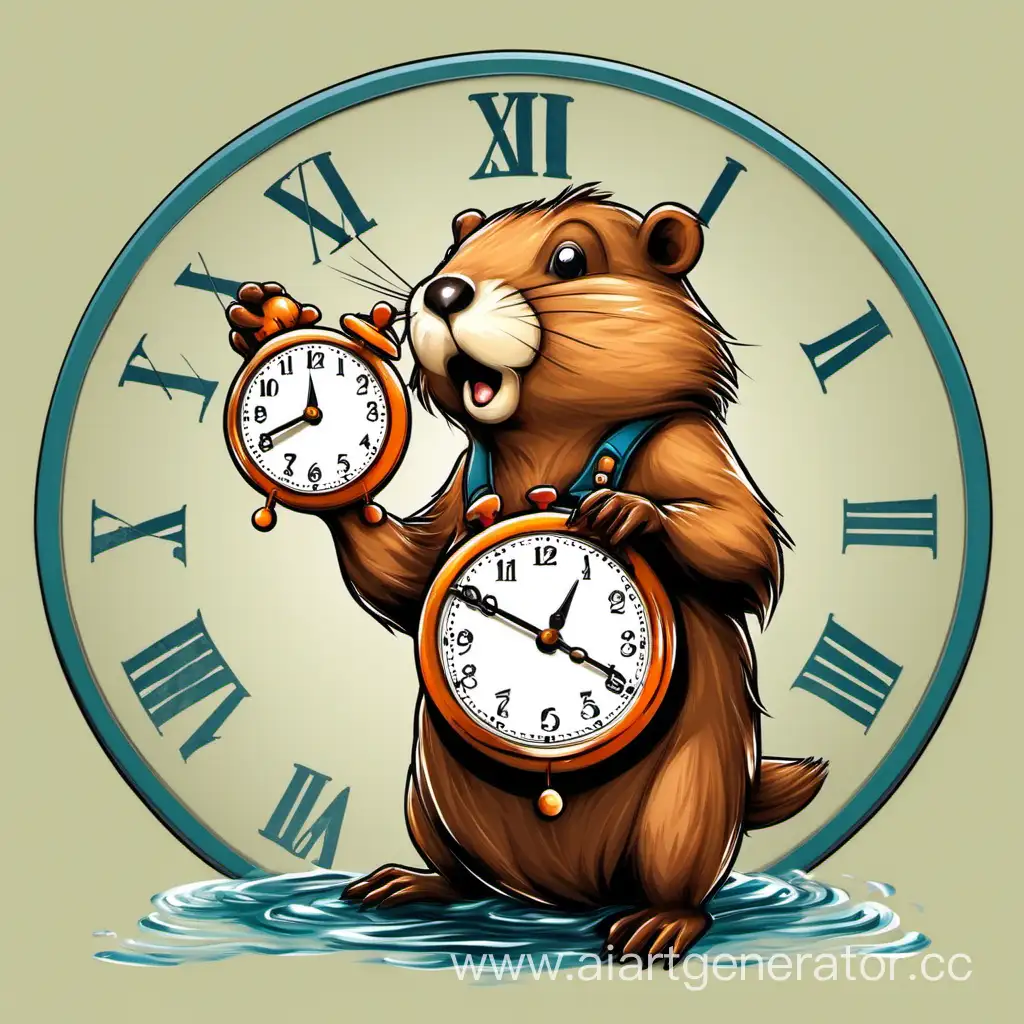 beaver with clocks