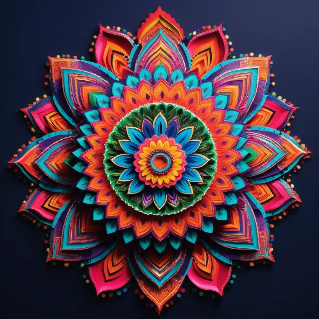 Vibrant Colorful Mandala of Love Abstract Artwork Inspired by Harmony and Affection