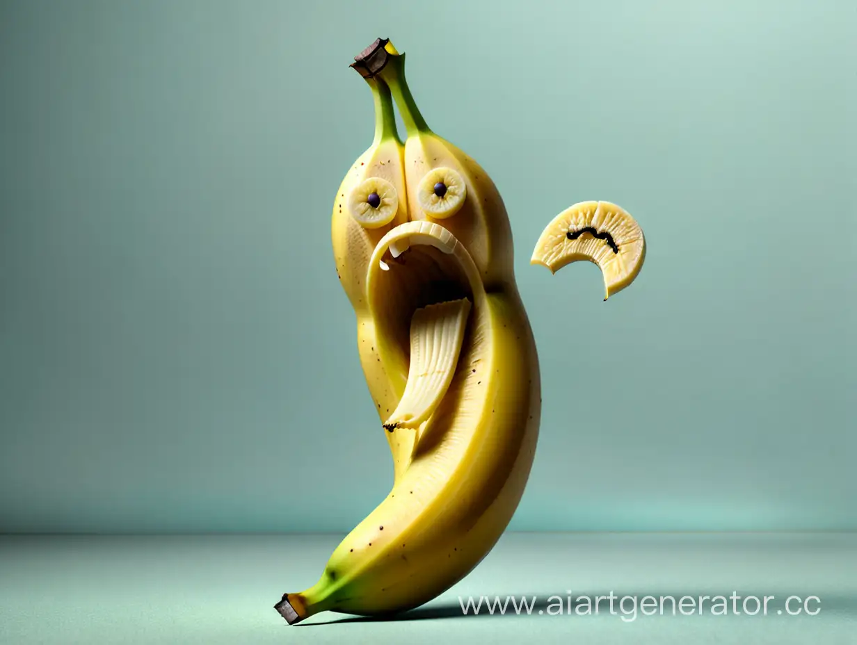 Playful-Banana-Character-with-Expressive-Mouth