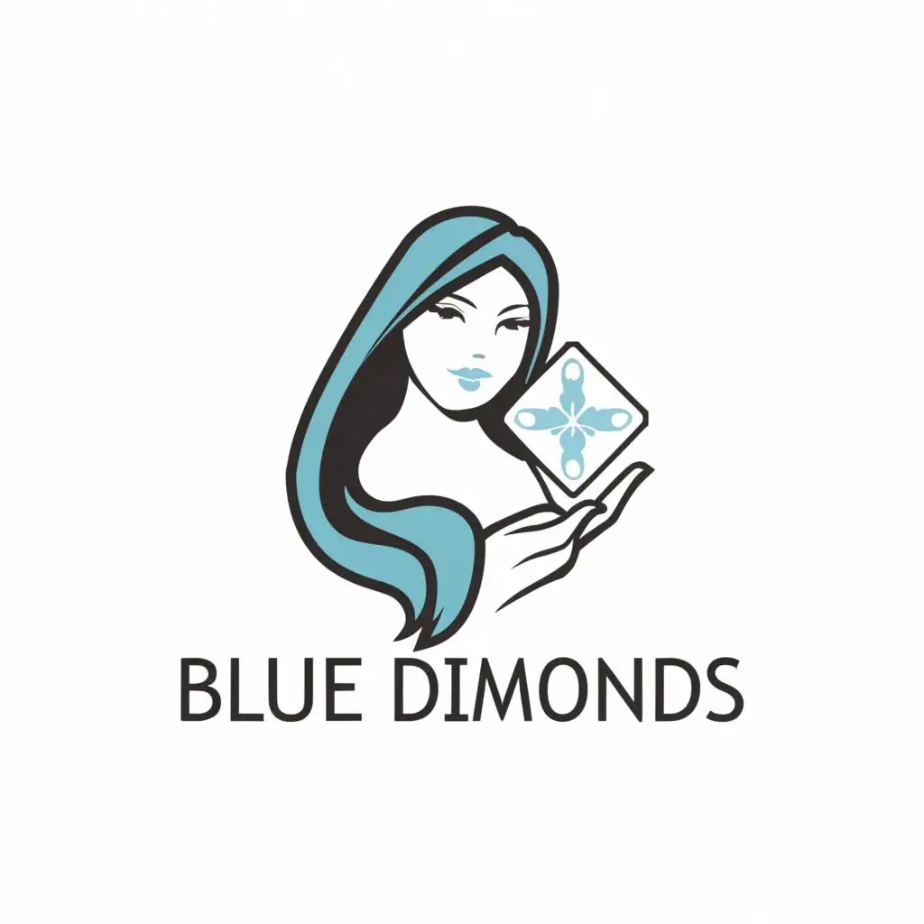 a logo design,with the text "BLUE DIAMONDS", main symbol:hygiene, women face, sanitary pad,Moderate,be used in Beauty Spa industry,clear background