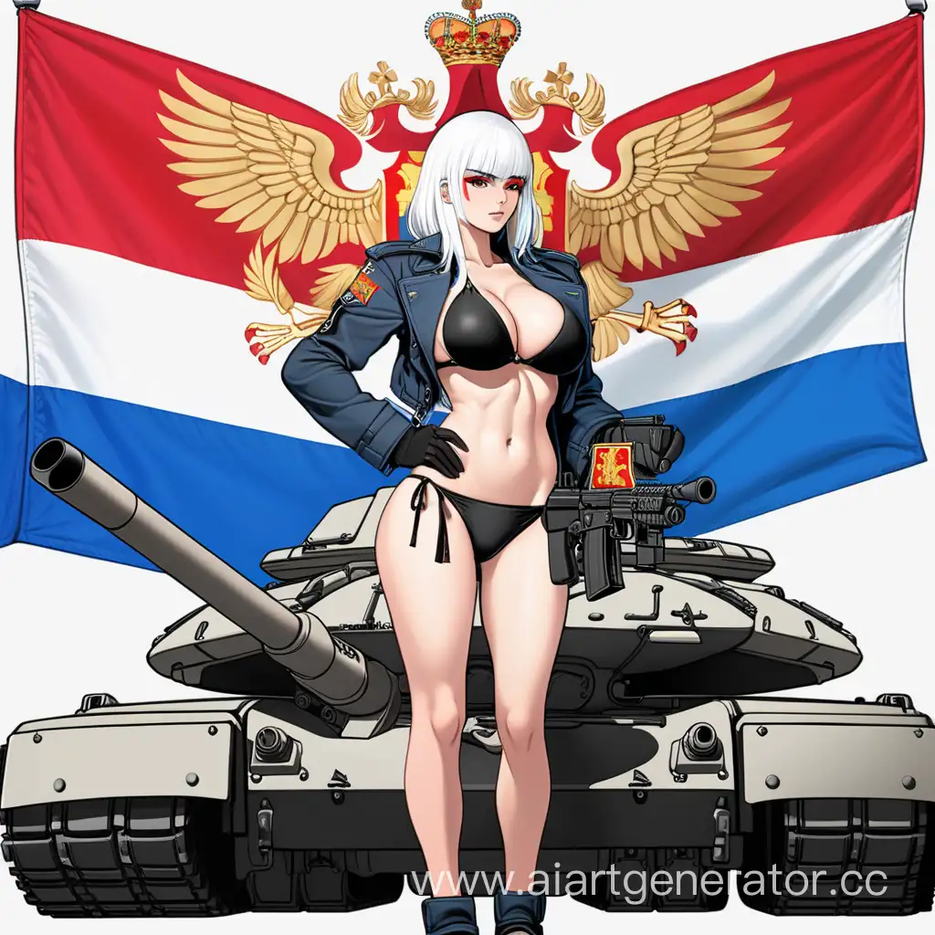 Russian-Military-PinUp-Sultry-Soldier-on-T90-Tank-with-AK12