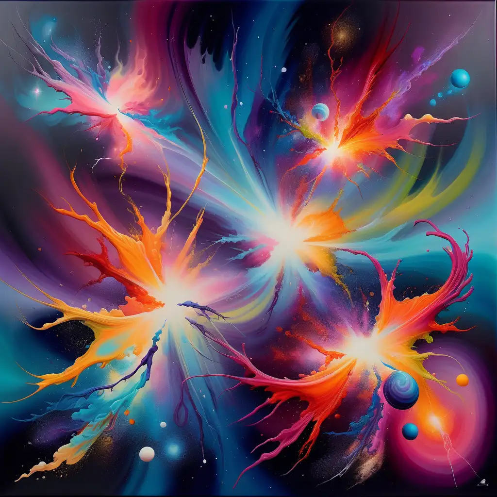 Vibrant Abstract Galaxy Painting Mesmerizing Cosmic Dance in Acrylic