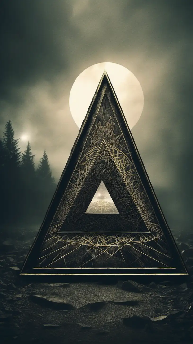 Mysterious Illuminati Triangle Glowing in Enigmatic Darkness