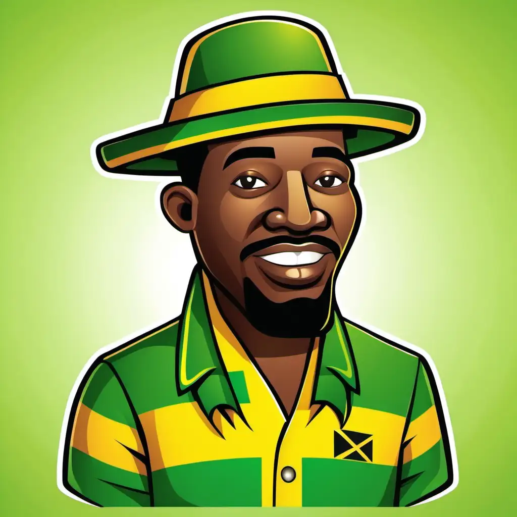 Cheerful Cartoon Jamaican Man Icon in Vibrant Colors