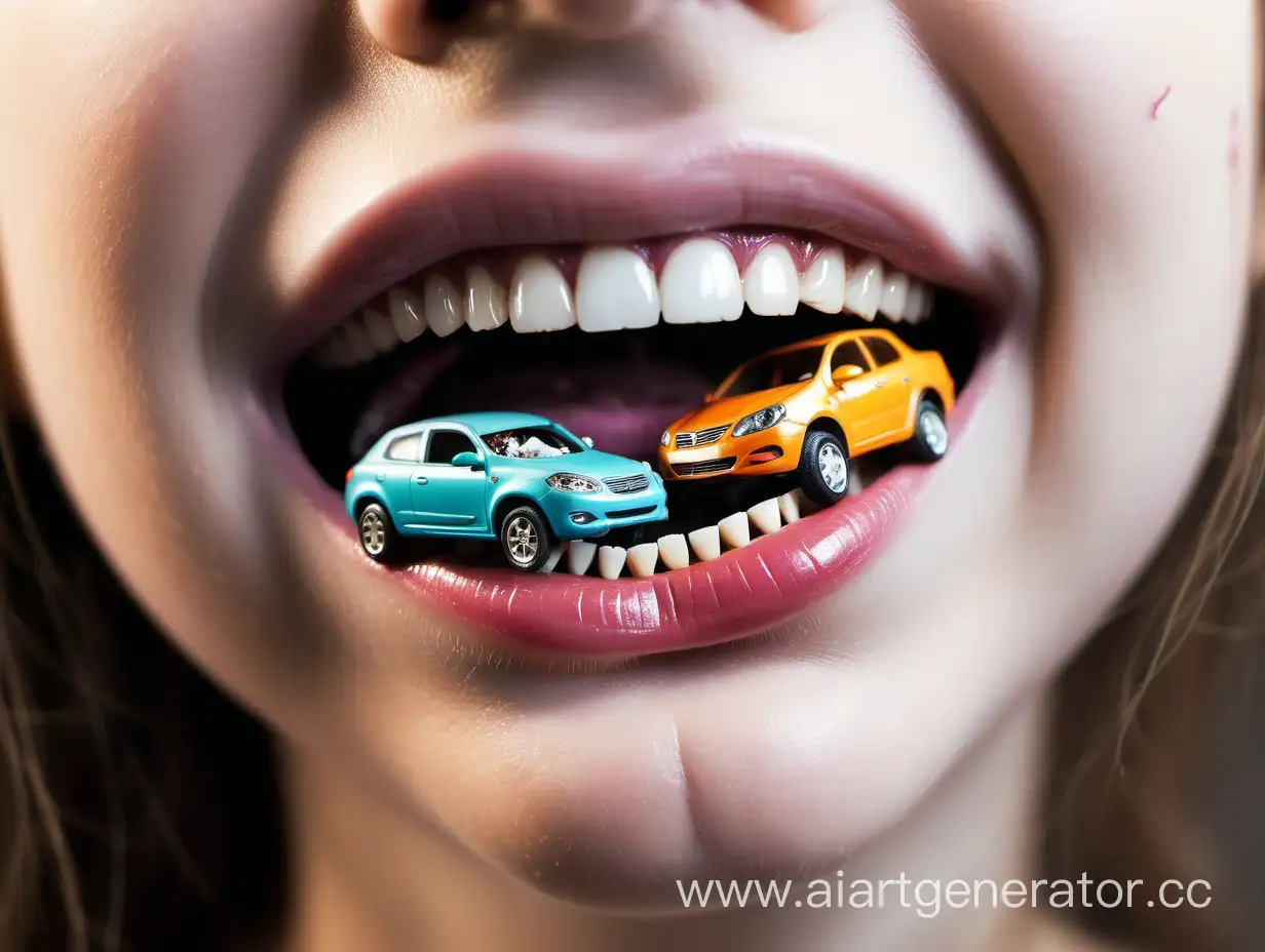 Crushed-Toy-Cars-Inside-a-Playful-Girls-Mouth