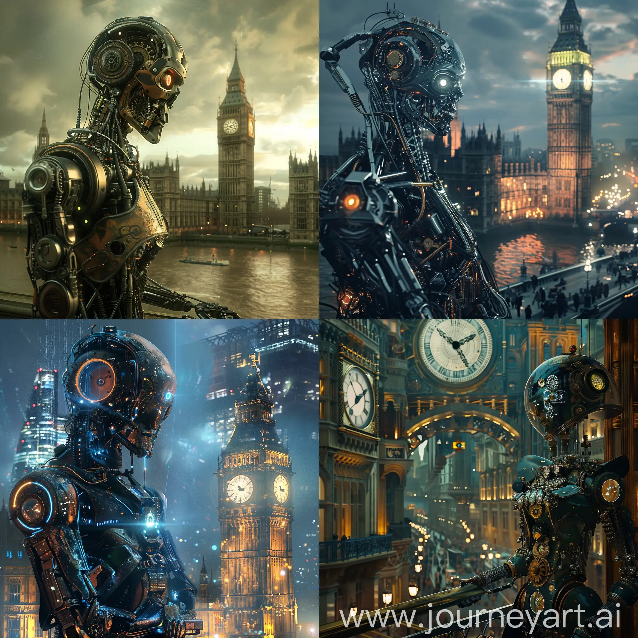 Beautiful-Steampunk-Robot-in-Futuristic-Dystopian-London