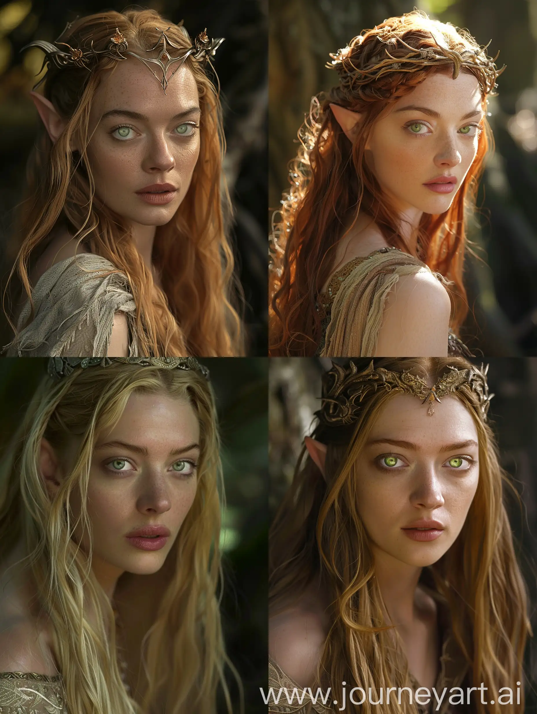 Amanda Seyfried als Elbenkönigin des Waldes (Thranduils Frau). Sie hat grüne Augen.