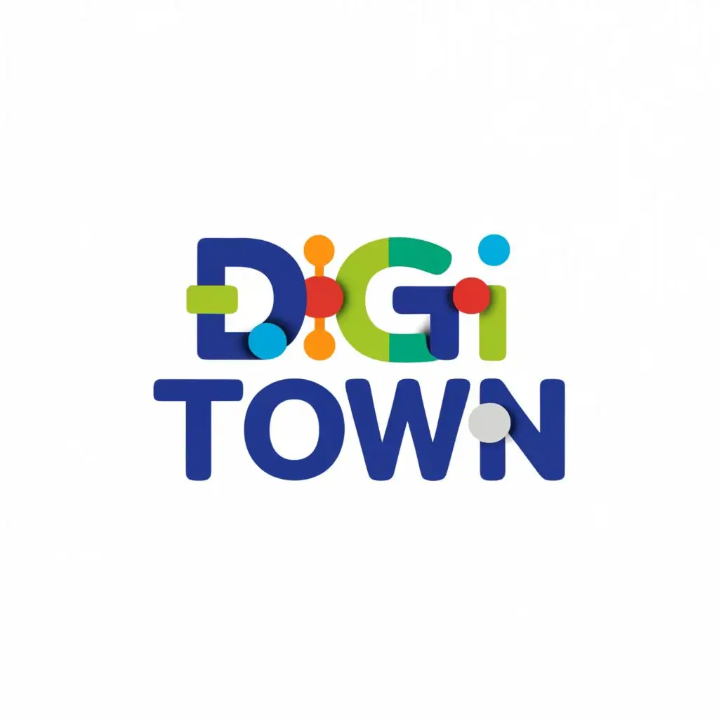 logo, DIGI TOWN logo, with the text "DIGI
TOWN", typography