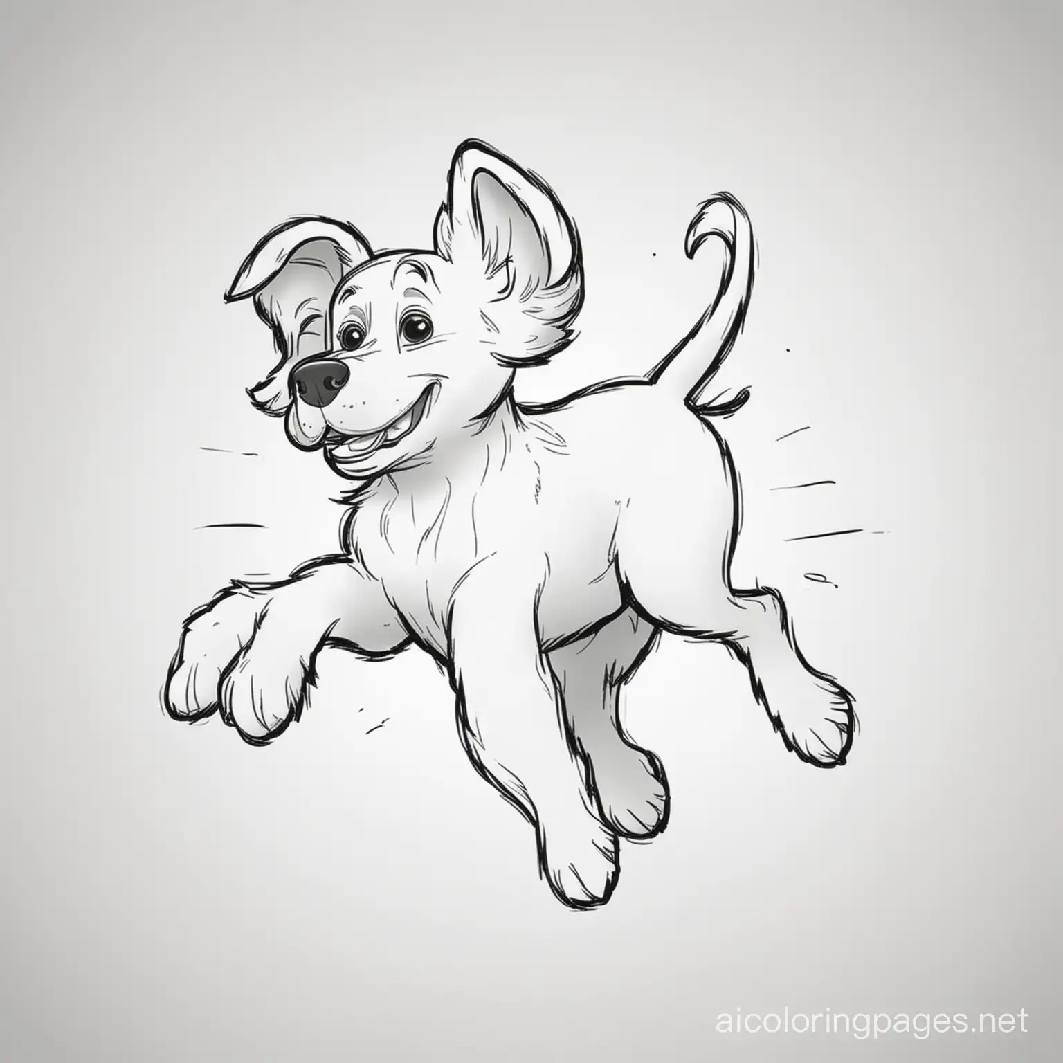 Playful-Dog-Coloring-Page-Black-and-White-Line-Art-for-Kids