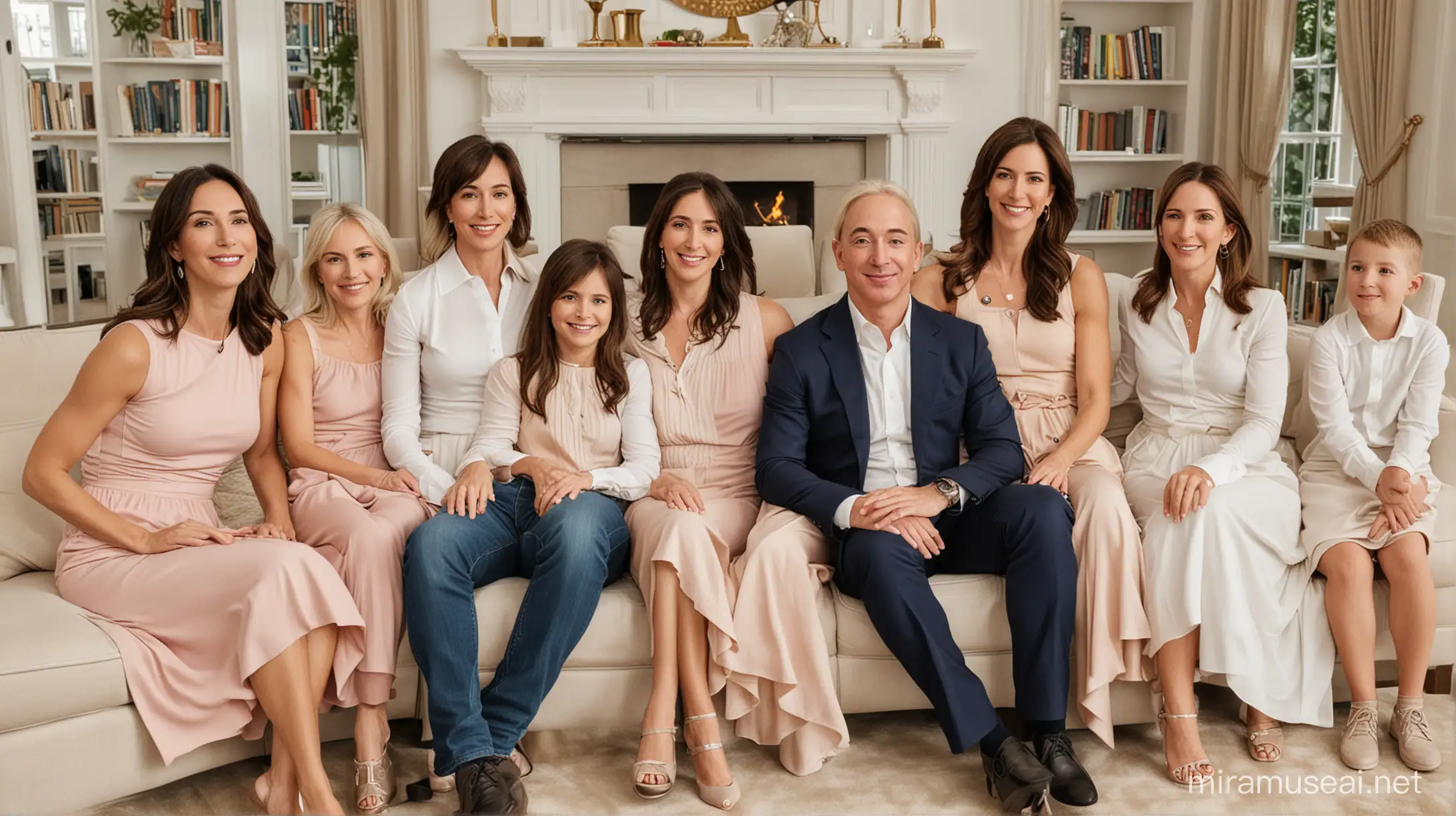 Jeff Bezos sitting big family