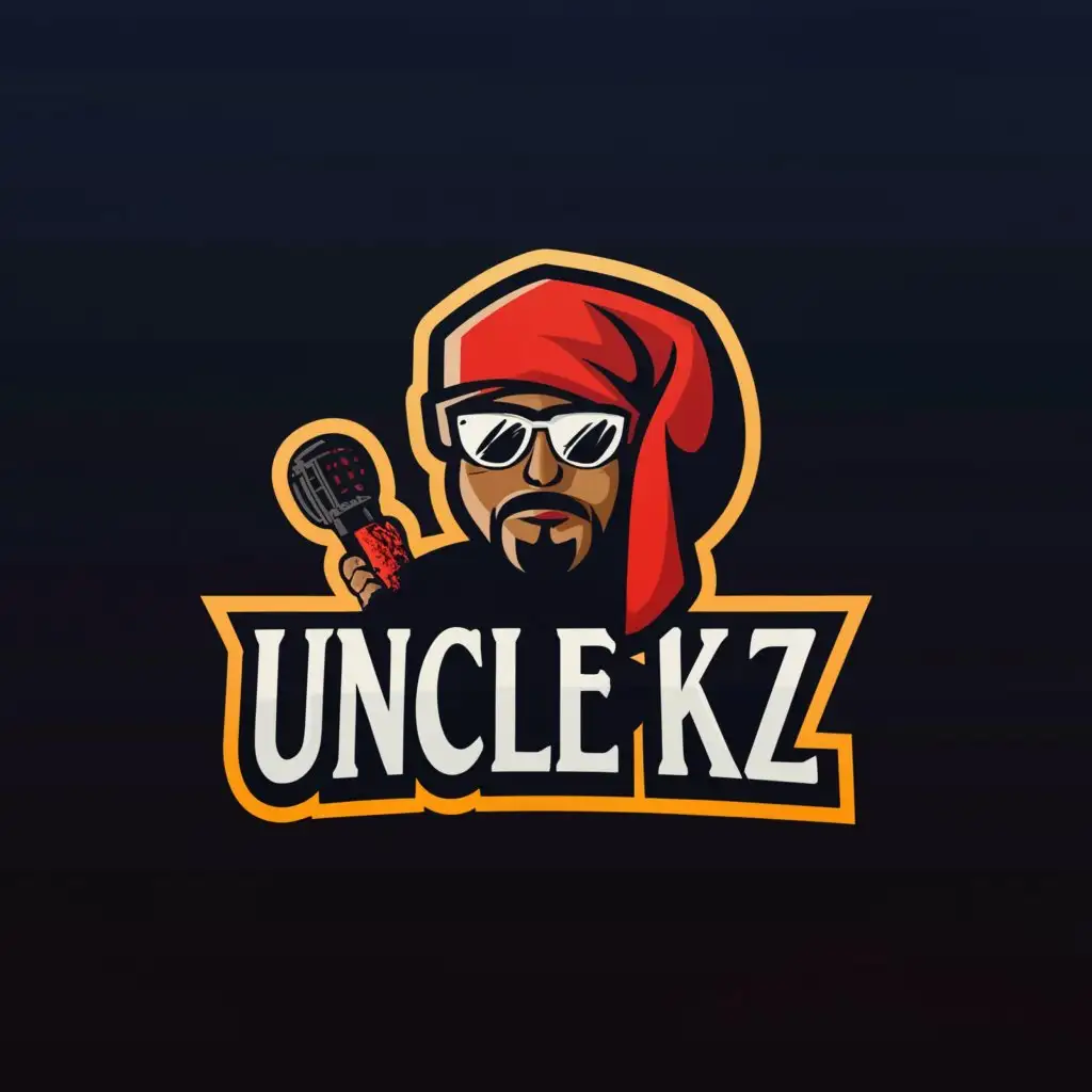 a logo design,with the text "Uncle KZ", main symbol:Durag silhouette with microphone,Moderate,be used in Entertainment industry,clear background