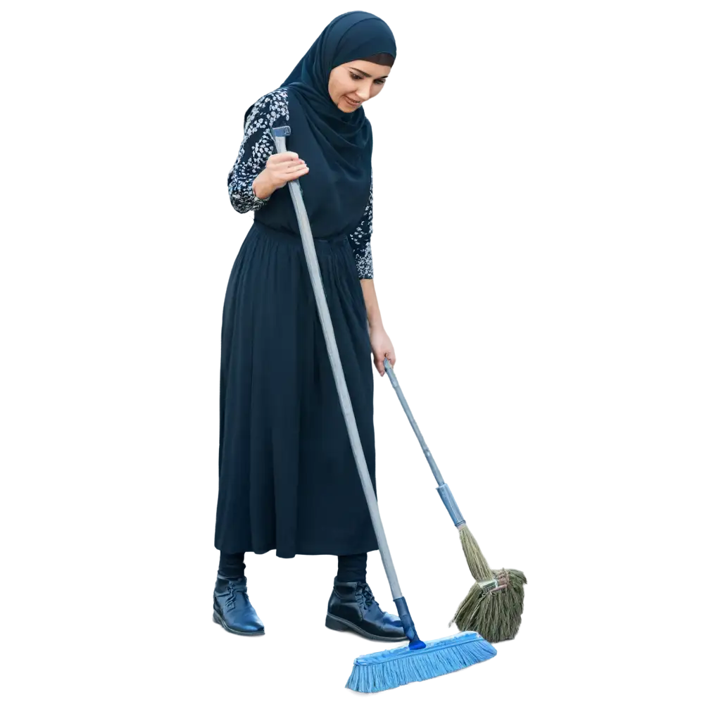 Syrian women cleaning the house