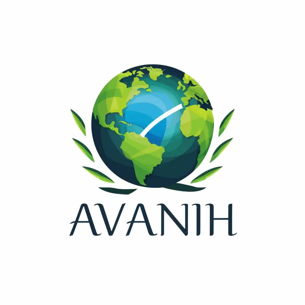 a logo design,with the text "Avanih", main symbol:Earth in green and blue color, India on Earth should be visible,Moderate,clear background