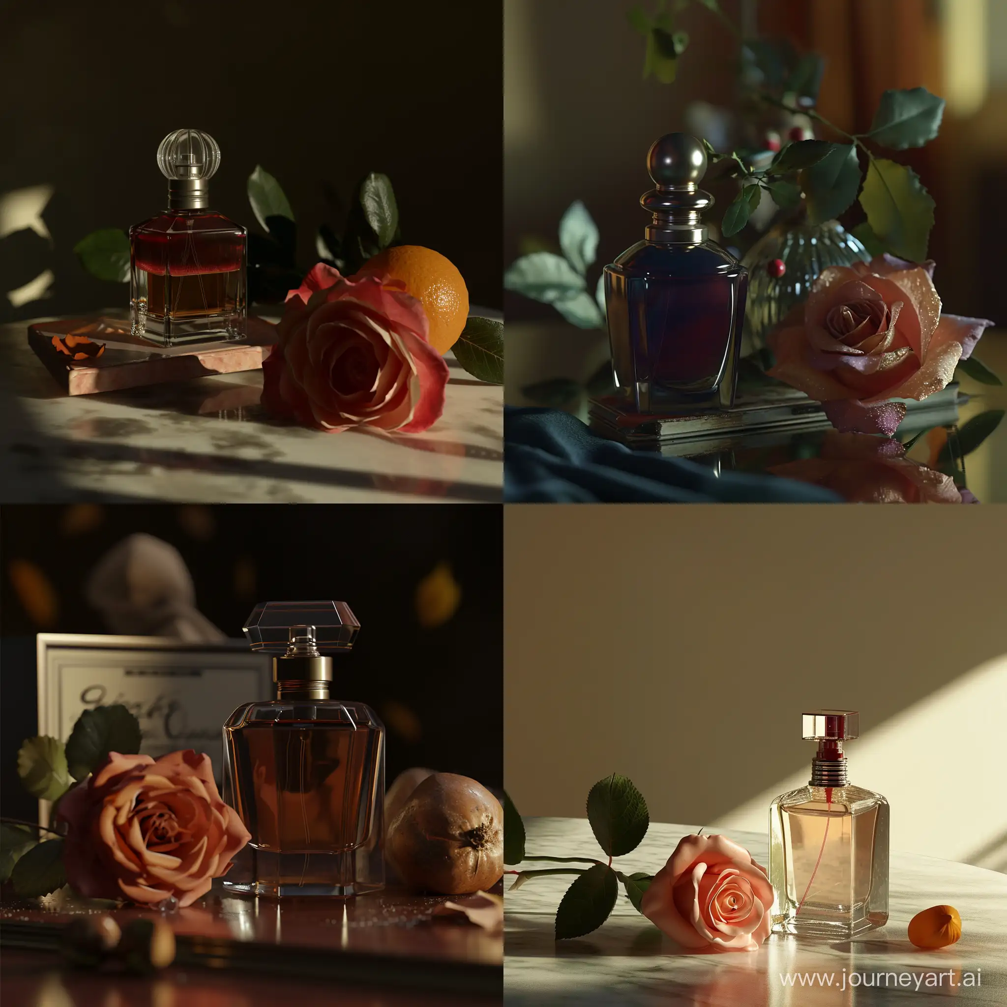 there is a bottle of perfume and a rose on a table, octain render, letterism, dark lipstick, ori, ochre, packaging, low res, an epic non - binary model, dof, inspired by Louis Hersent, is a stunning, dark lips, lamented, glamor shot, the orb of dreams, dictatorship