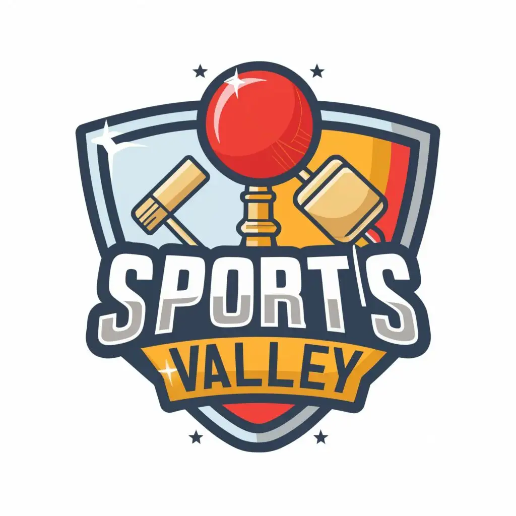 logo, CRICKET TABLE TENNIS CHESS, with the text "SPORTS VALLEY", typography