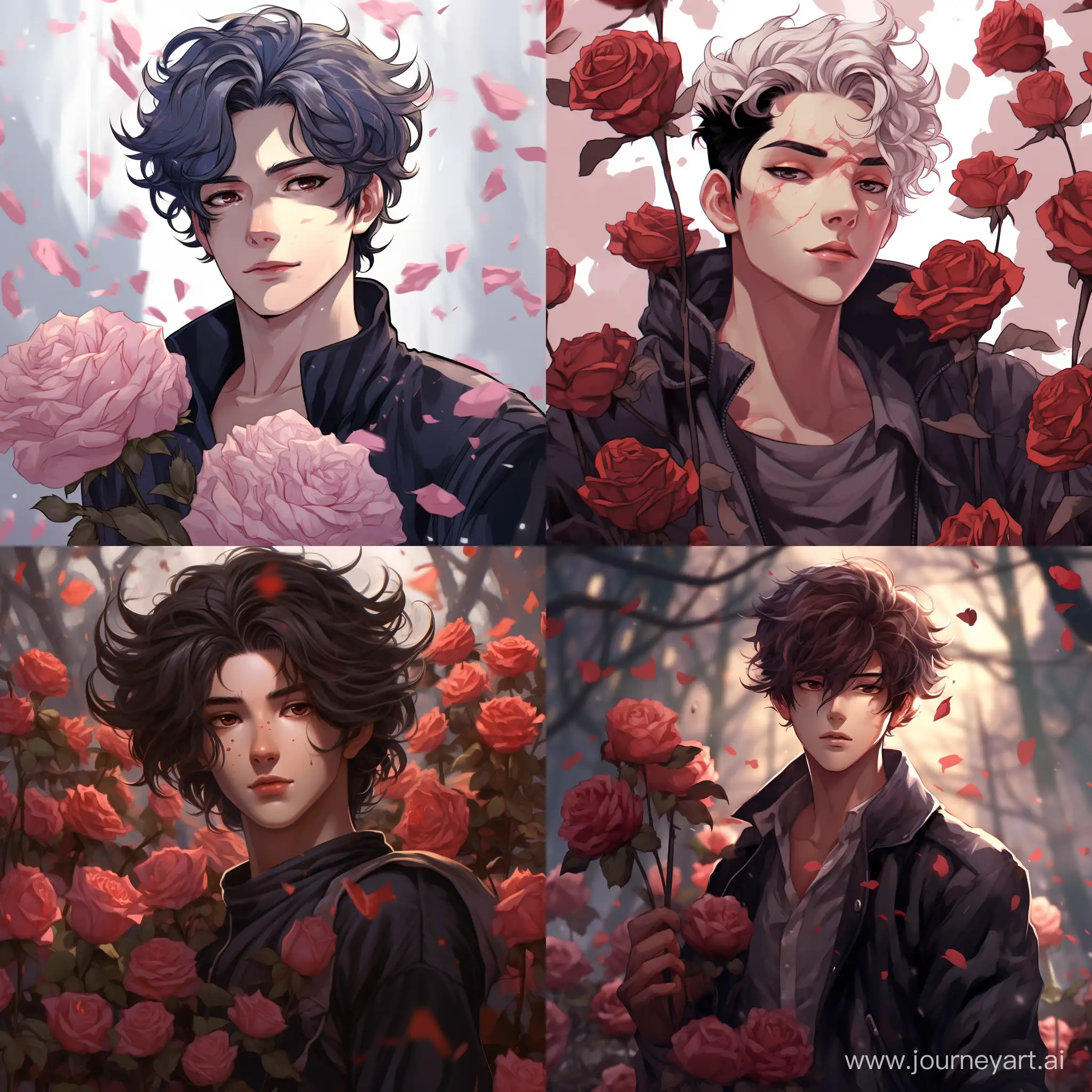 Romantic-Manga-Anime-Guy-Surrounded-by-Roses