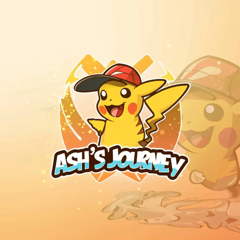a logo design,with the text "ash's Journey", main symbol:ash from pokemon,Moderate,be used in Travel industry,clear background