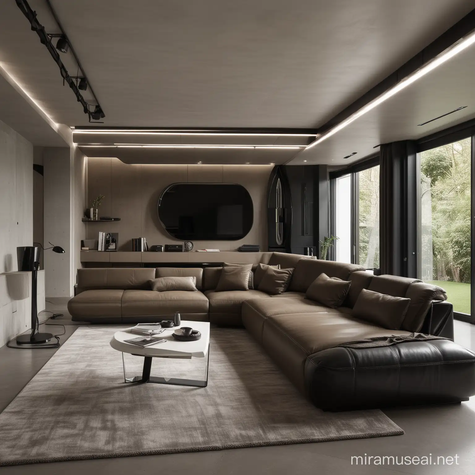 Futuristic Modular Corner Sofa Set in HighTech Villa Interior