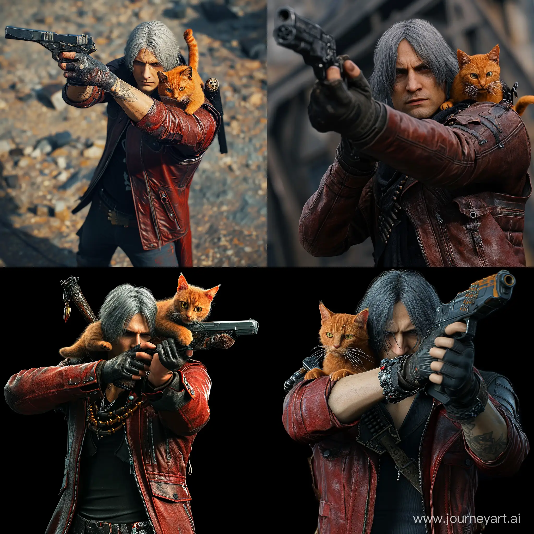 Dante-from-DMC-5-with-Orange-Cat-and-Pistol-Top-View