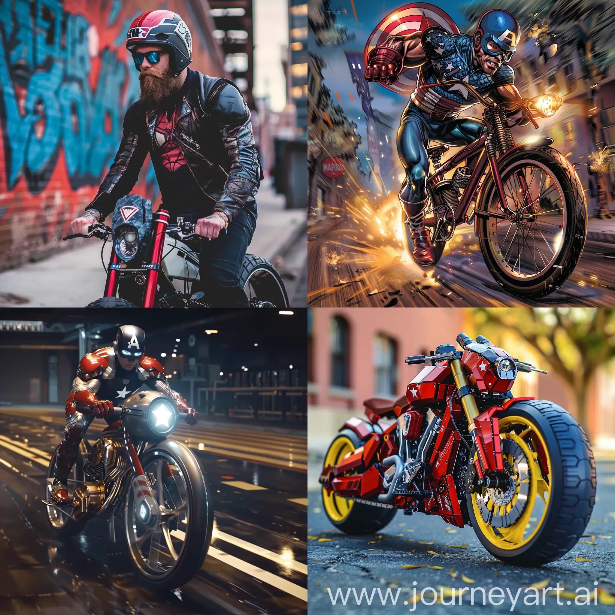 Marvel-Superhero-Riding-Motorcycle-at-Sunset