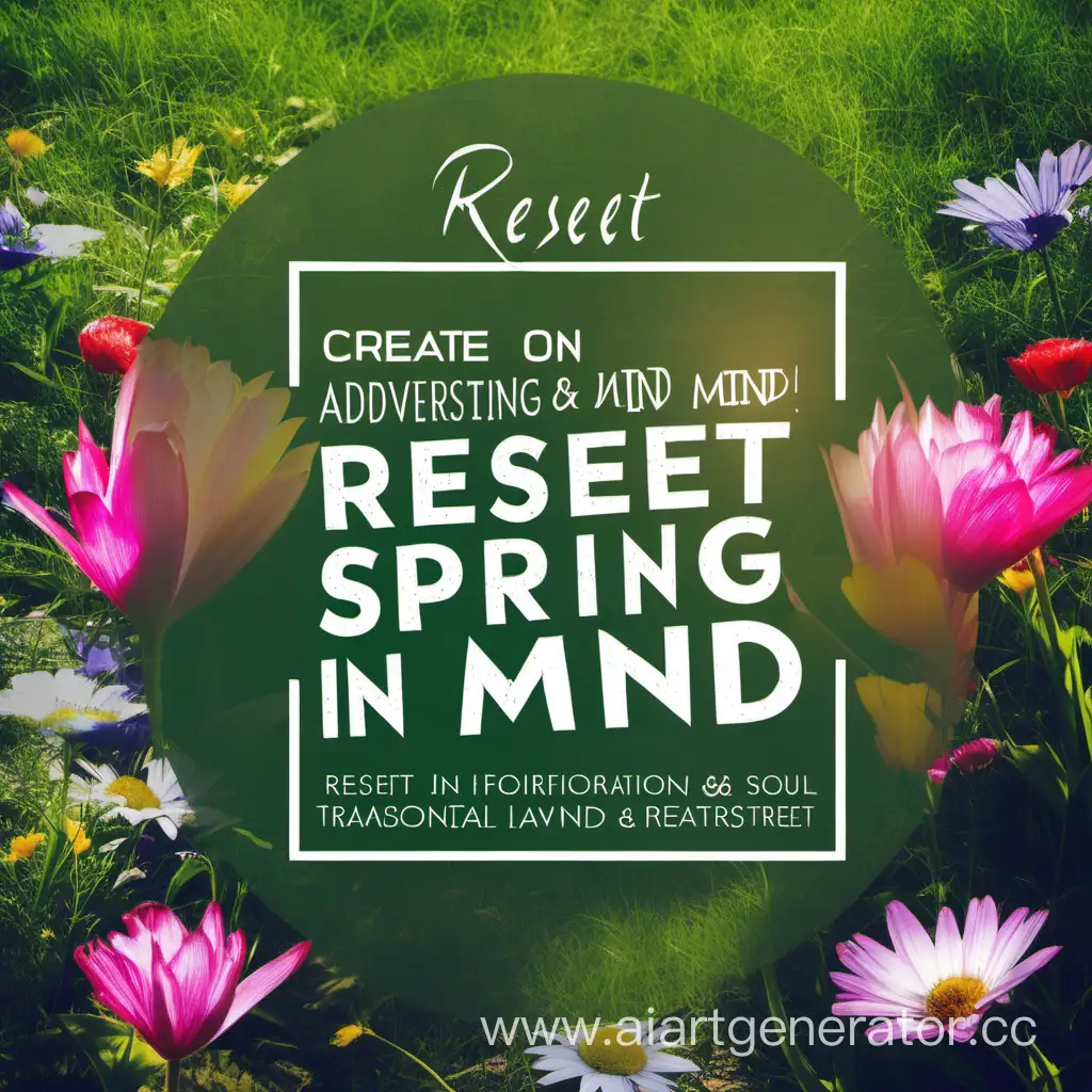 create advertising for Spring Clean Your Mind, Body, and Soul: Join Us for "Reset in 120 Hours" Transformational Retreat! 