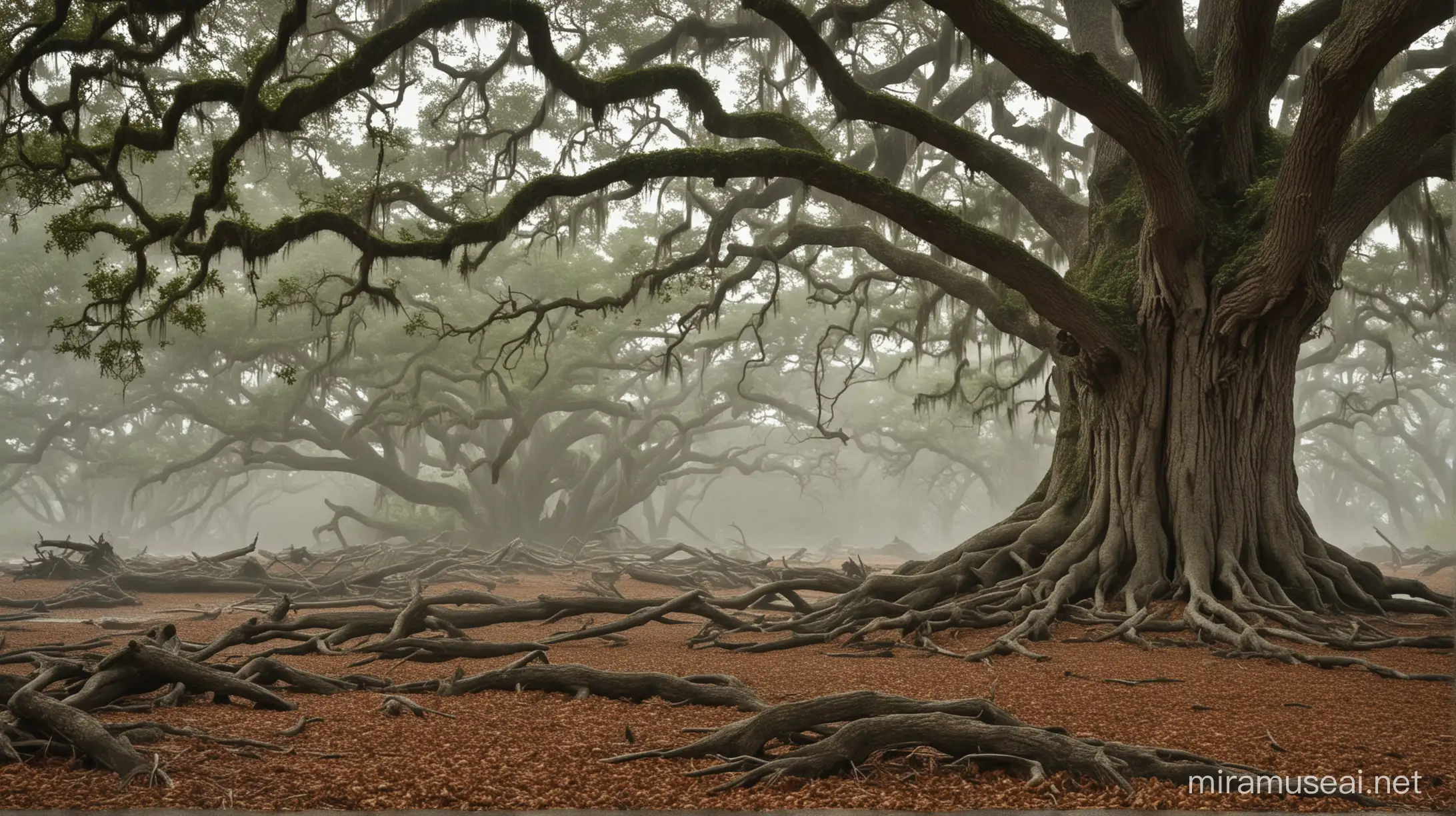 Amidst the whispering winds and ancient oaks, lies a buried secret guarded by time. Capture the mystique of Oak Island's legendary treasure in an evocative image that beckons the imagination to unravel its enigmatic depths."