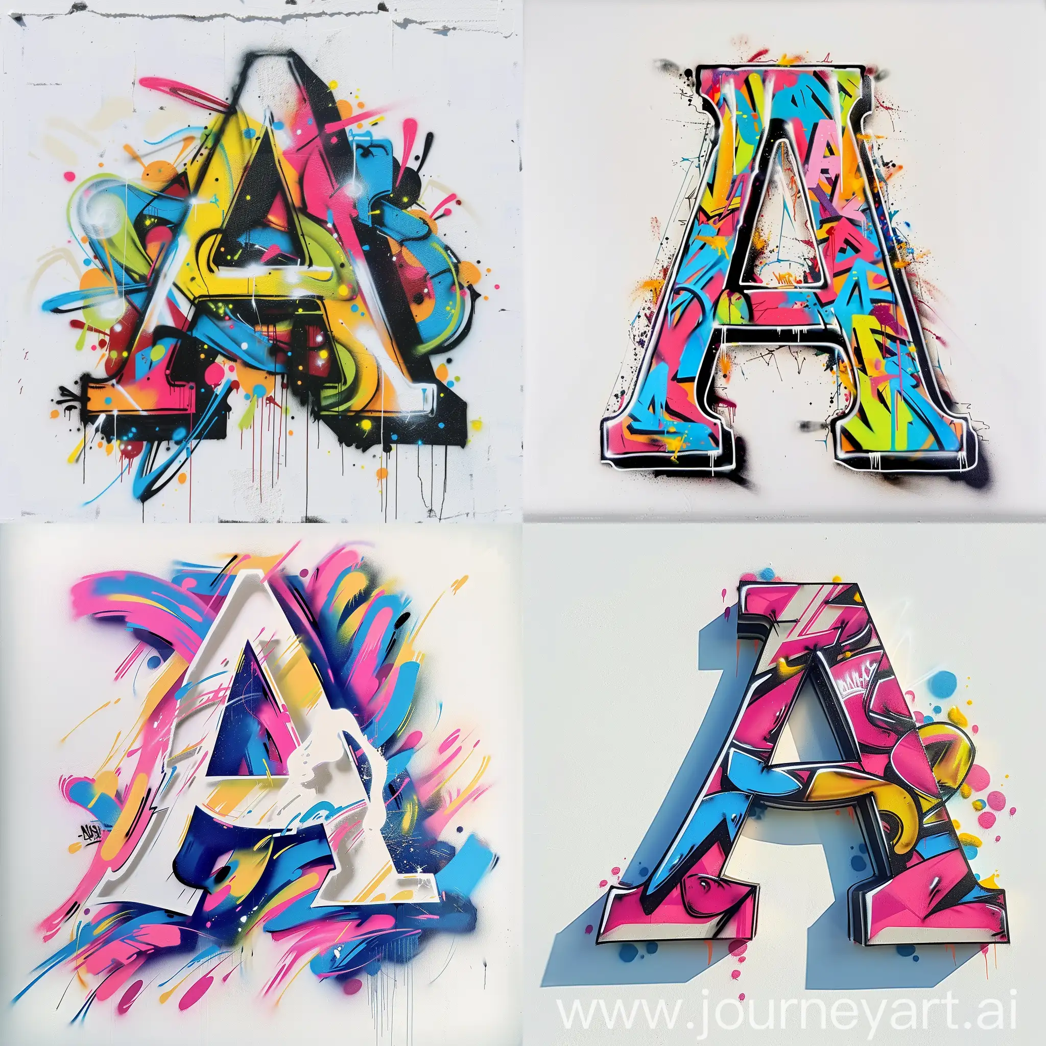 a graffiti art of the letter "A" on a white background, wild style