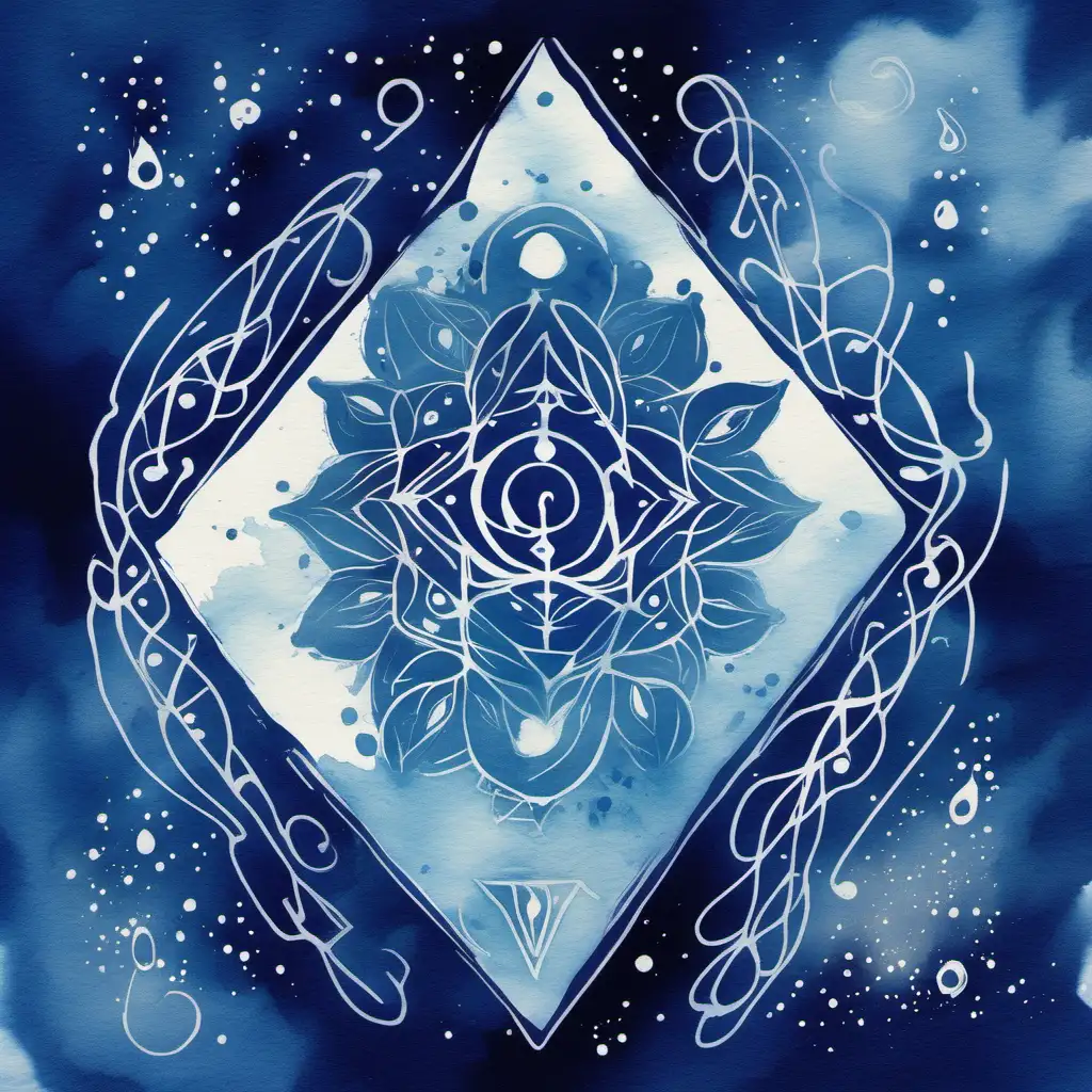 Ethereal Indigo Symbolism in Artistic Oracle Card