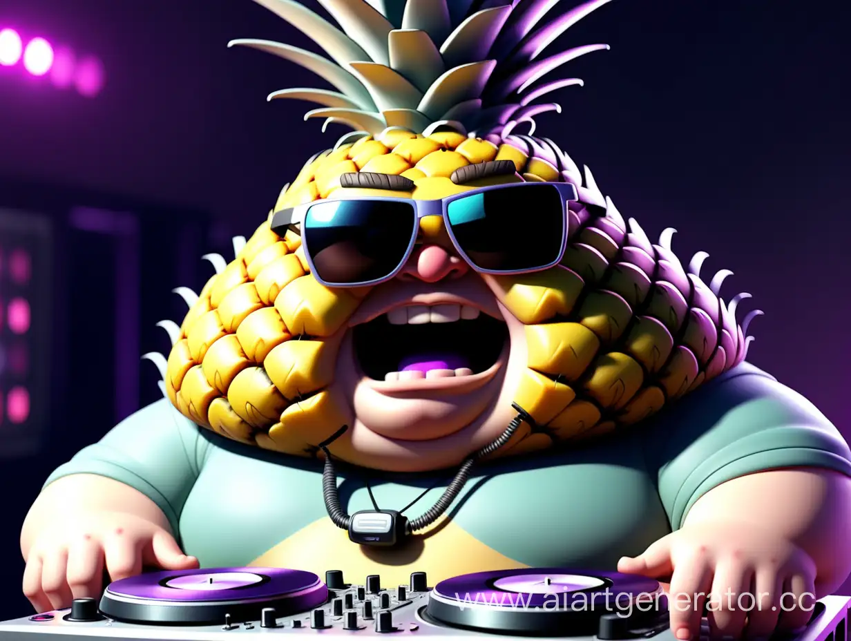 Cool-Fat-DJ-Pineapple-Avatar-with-Curly-Defichent-Vibe