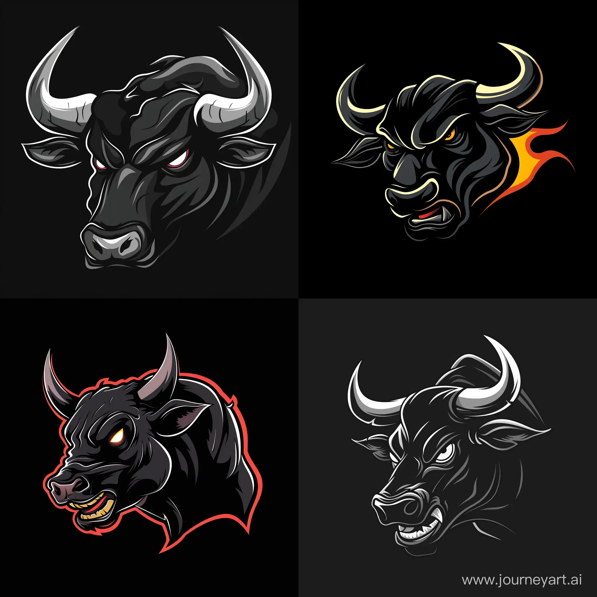 angry bull attack cartoon black, vector pectoral logo, minimal, profile  image     