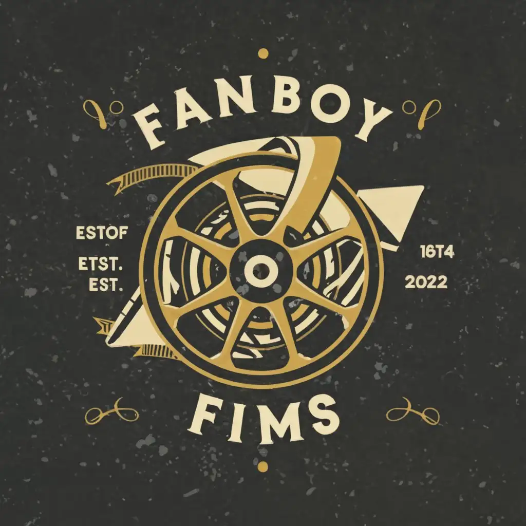 a logo design,with the text 'Fanboy Films', main symbol:Film Reel,Moderate,clear background Dark Black