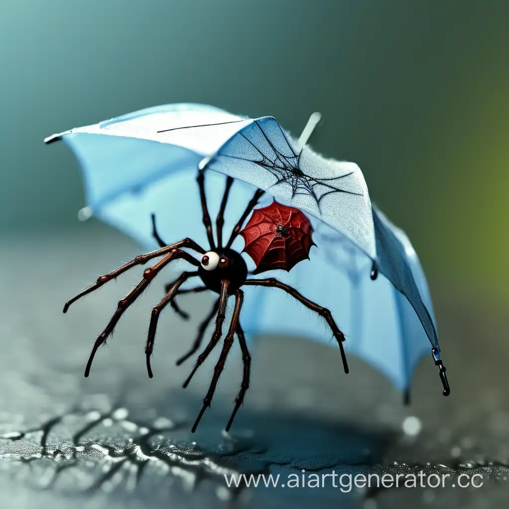Adorable-Spider-Sheltered-by-Umbrella