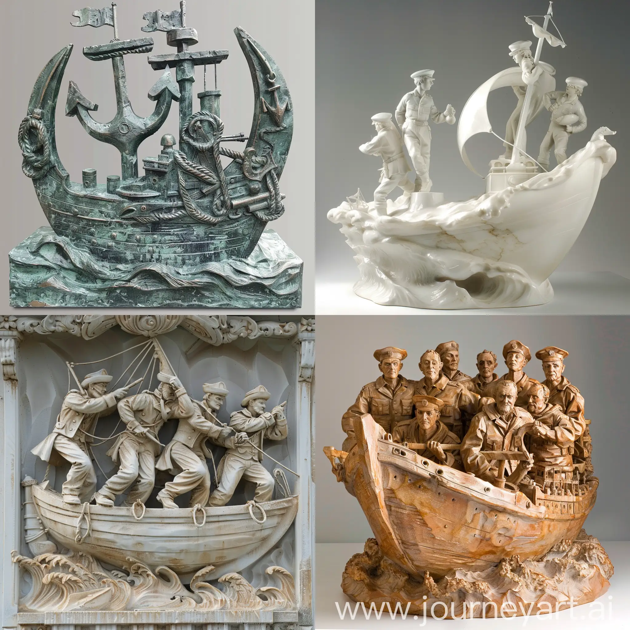 海军主题的廉洁文化雕塑