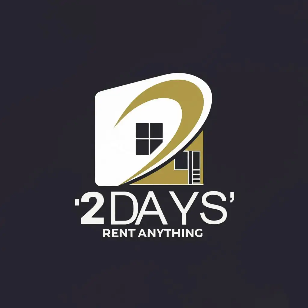 a logo design,with the text "2days", main symbol:That sounds like an exciting project! I’ve created a logo for ‘2 Days’ Rent Anything with a design that reflects its operations in Saudi Arabia. I hope it captures the essence of the brand and resonates well with the target audience. If you have any specific elements or themes you’d like to include or adjust, feel free to let me know, and I can make the necessary changes. 😊,Moderate,be used in Real Estate industry,clear background