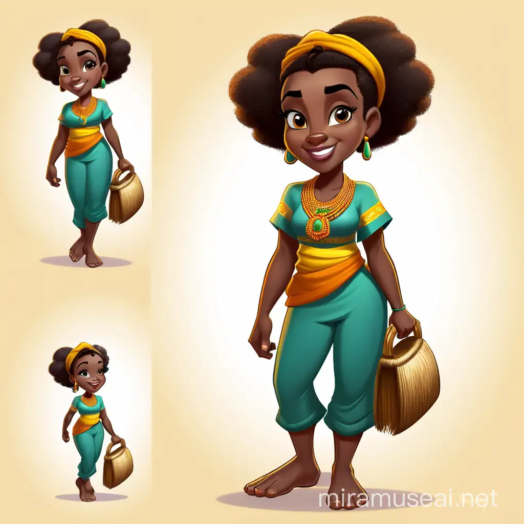 Create an african disney comic style character melissa in diffrenet poses