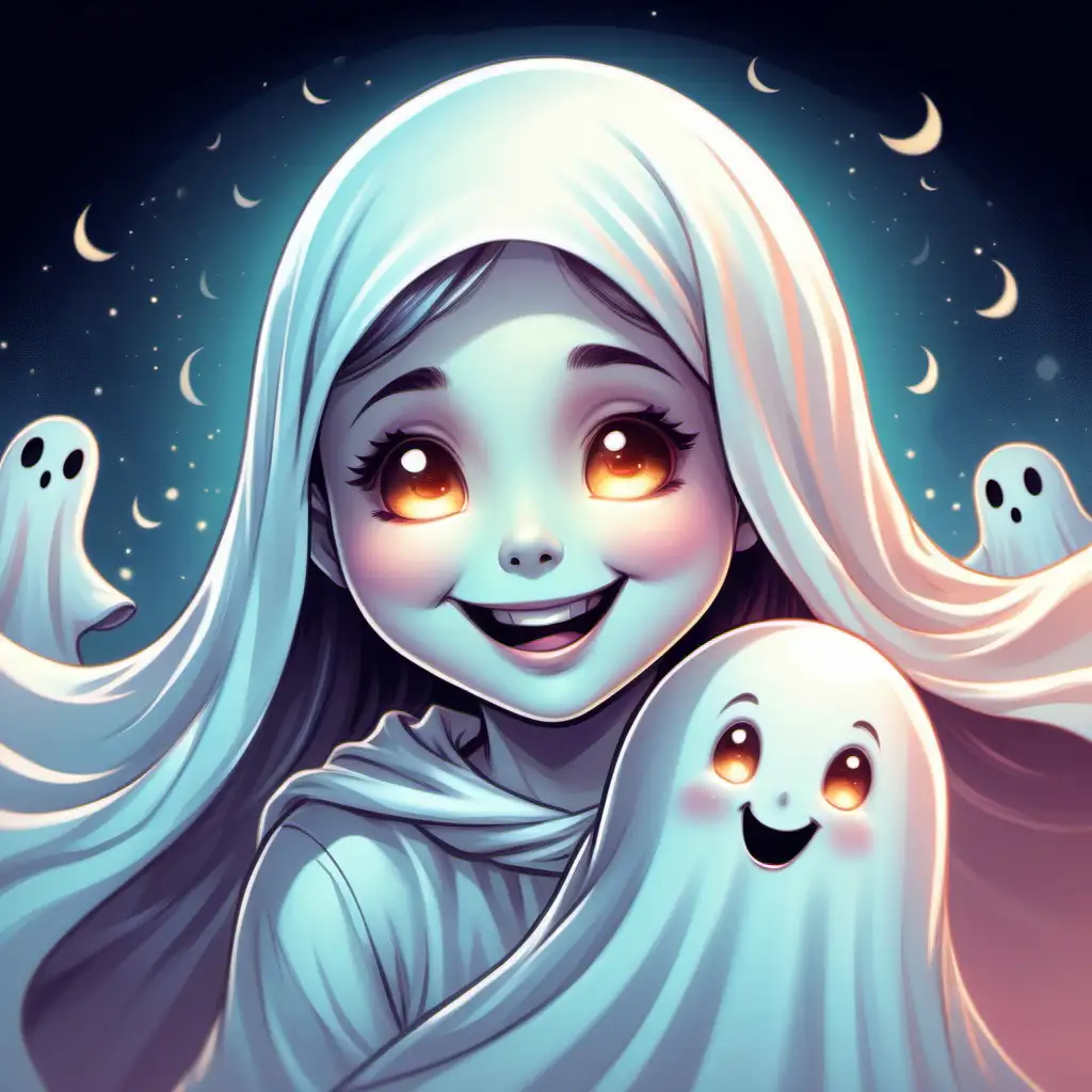 Comics cartoon of Girl Pastel Ghost, with smiles, happiness, cheer up, fancy and beautiful.

Portrait cartoon of Kids Ghost, with smiles, hugs, and a sense of togetherness,