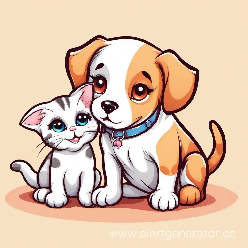 Adorable-Cartoon-Kitten-and-Puppy-Friendship