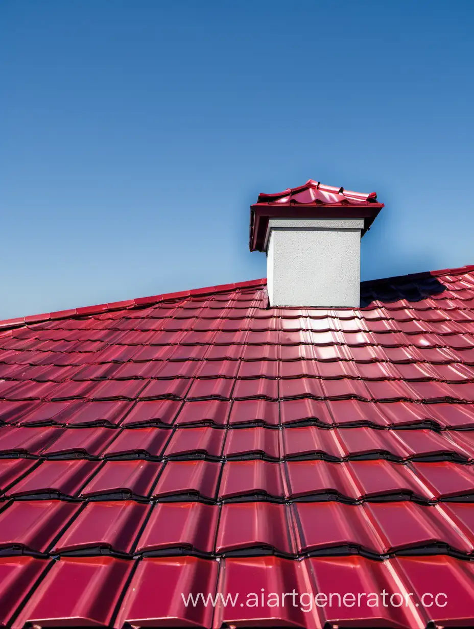 Vibrant-CherryColored-Metal-Tile-Roof-Against-Clear-Sky