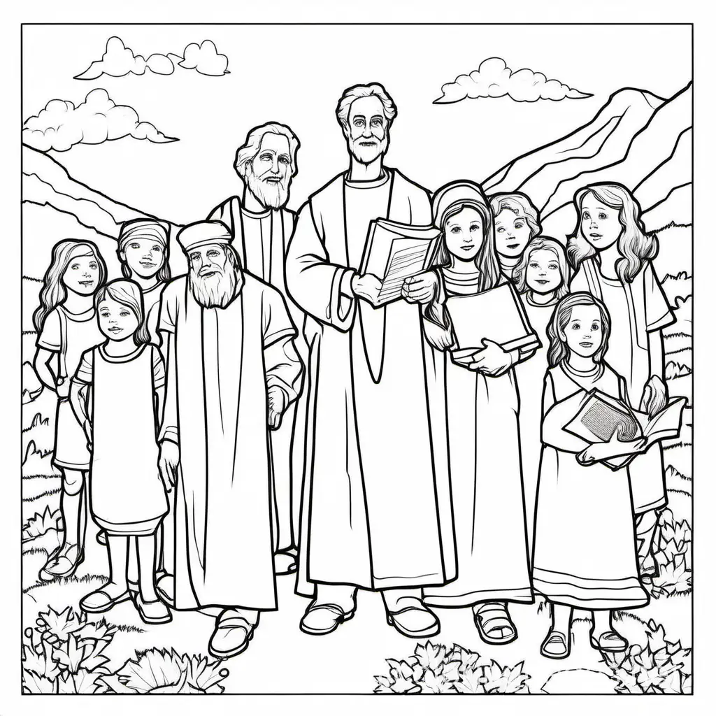 1 john 2:3, "And hereby we do know that we know him, if we keep his commandments."
, Coloring Page, black and white, line art, white background, Simplicity, Ample White Space. The background of the coloring page is plain white to make it easy for young children to color within the lines. The outlines of all the subjects are easy to distinguish, making it simple for kids to color without too much difficulty