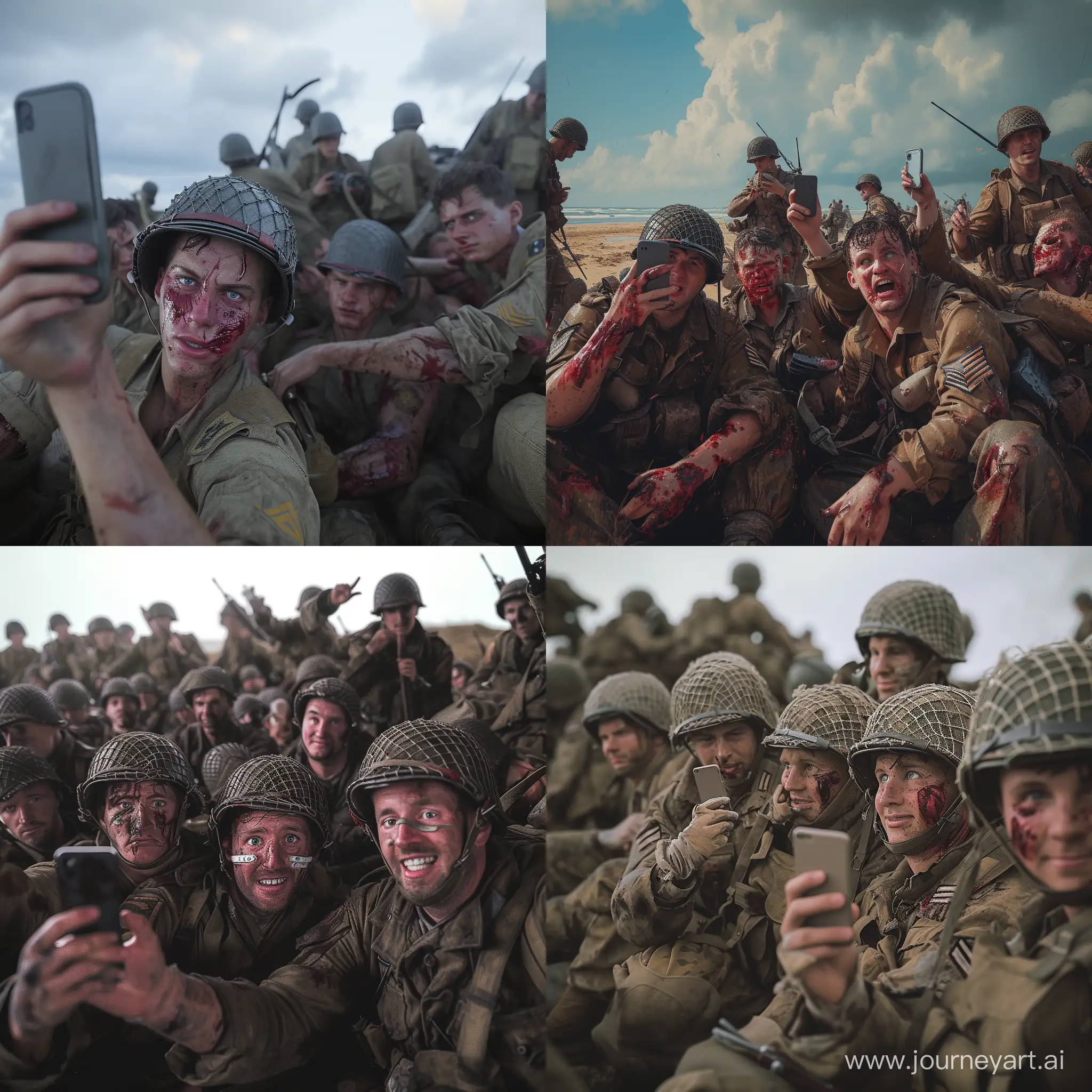 Wounded-Soldiers-Capturing-a-Moment-Normandy-Landing-Selfie